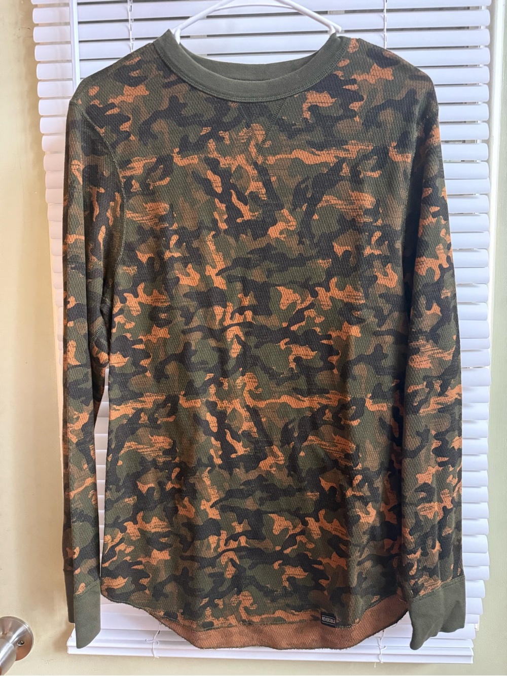 Hanes Originals Mens Camo Waffle Thermal Knit Long Sleeve Shirt Medium Utility